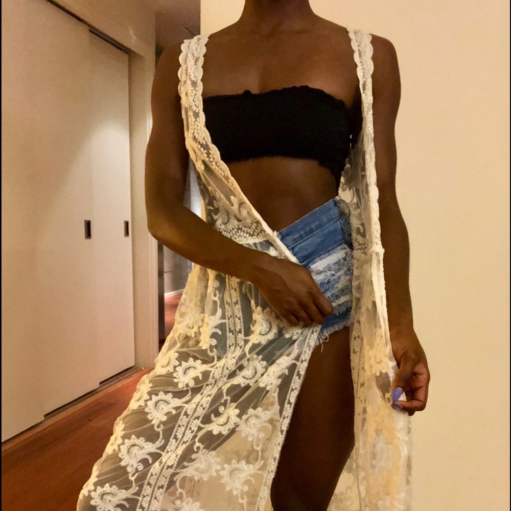 Lace Sleeveless Bohemian Open Robe